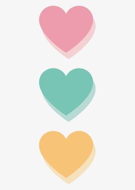 Three Pastel Hearts