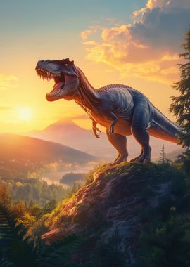 T-Rex Dinosaur at Sunset