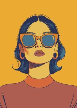 Strong Retro Woman in Sunglasses