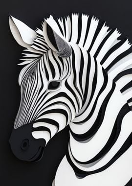 Papercut Zebra Portrait