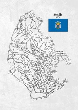 Handdrawn map of Melilla