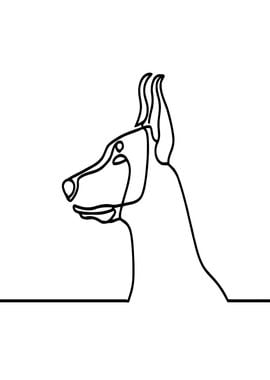 Doberman Dog Line Art