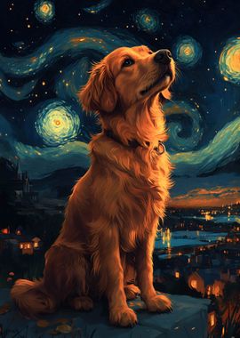 Dog and Starry Night