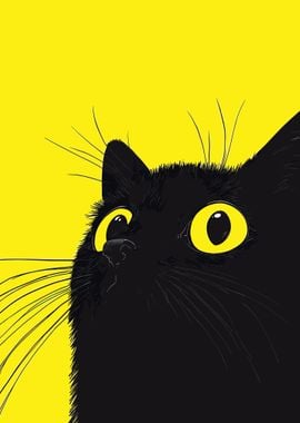 Black Cat with Yellow Eyes