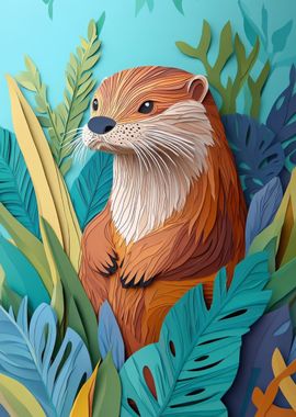 Papercut Otter in Jungle