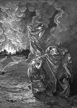 Lot Flees as Sodom and Gomorrah Burn