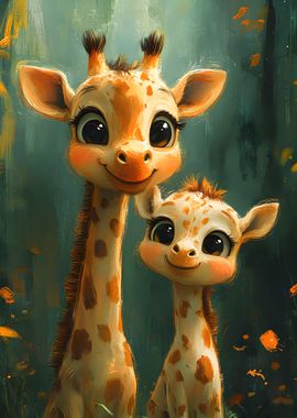 Cute Giraffe Family