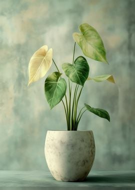 Monstera Plant in Concrete Pot