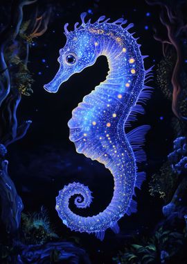 Glowing Seahorse Poster