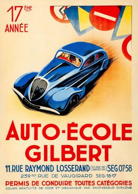 Vintage French Driving School Poster