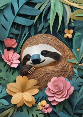 Papercraft Sloth in Jungle