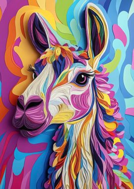 Colorful Llama Paper Art