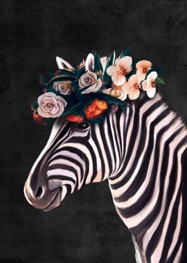 Zebra with Floral Crown