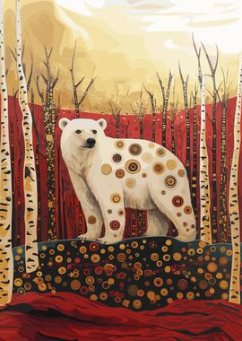 Polar Bear in Autumn Forest