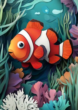 Clownfish Paper Art