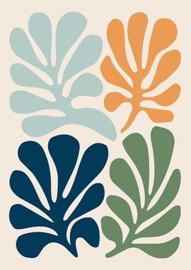 Mid-Century Modern Botanical Collage in Earthy Tones