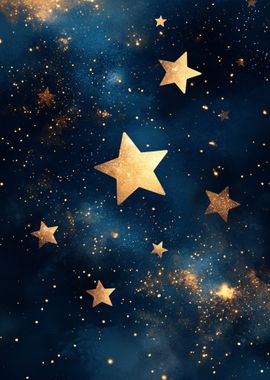 Gold Stars Night Sky