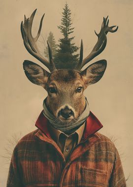 Deer in a plaid jacket