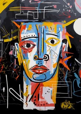 Abstract Augustus Portrait in Bold Colors