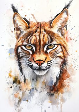 Lynx Watercolor Portrait