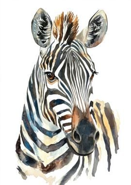 Watercolor Zebra Portrait