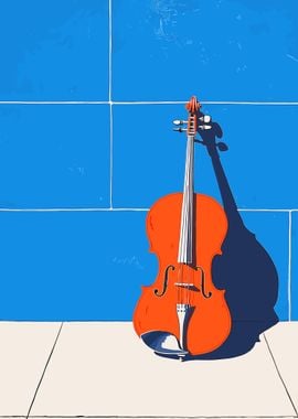 Violin on Blue Tiles