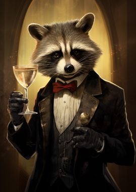 Raccoon in tuxedo