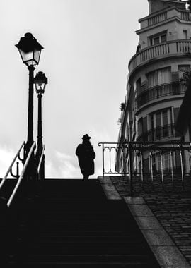 Silhouette on Parisian Stairs