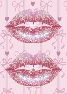 Dollette Lips with Pink Bows Background