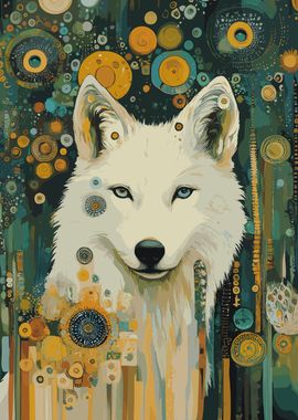 White Wolf in Starry Jungle