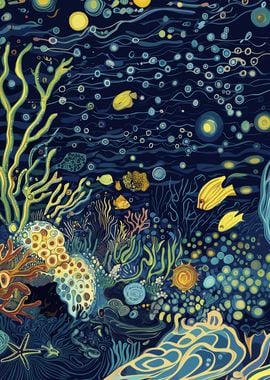 Underwater Ocean at Night