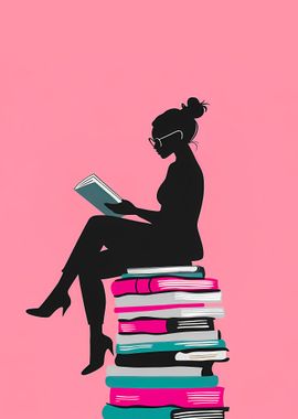 Silhouette of Woman Reading