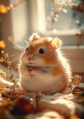 Cute Hamster Holding a Seed