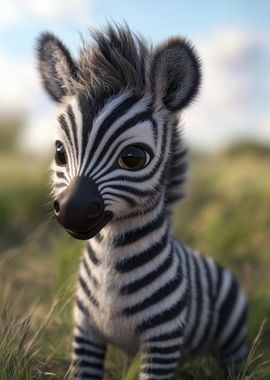 Cute Cartoon Baby Zebra