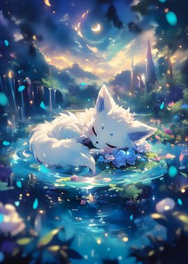 Sleeping Fox in Fantasy Forest