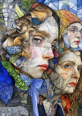 Mosaic Portrait of Women