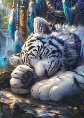 Sleeping White Tiger