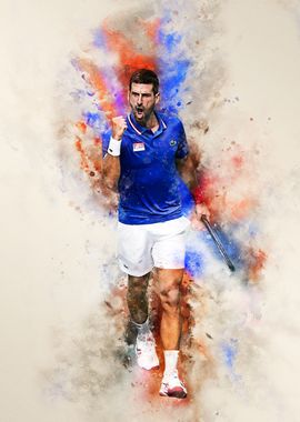 Novak Djokovic Tennis Watercolor