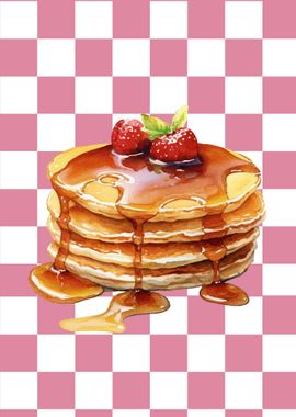 Watercolor Pancakes with Syrup