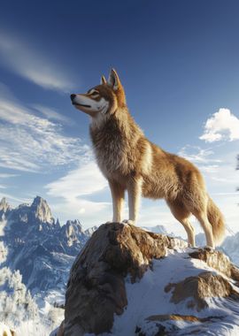 Wolf on Mountain Peak