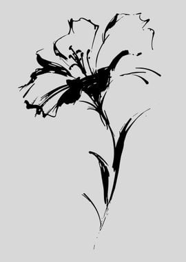 Black Ink Flower Sketch