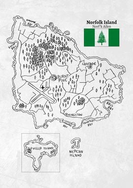 Handdrawn Map of Norfolk Island