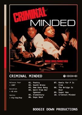 Criminal Minded (1987) Album by Boogie Down Productions