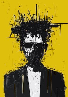 Abstract Portrait in Black and Yellow