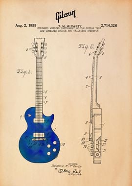 Blue Gibson Guitar Patent