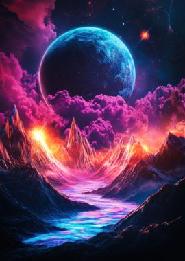 Cosmic Mountain Landscape