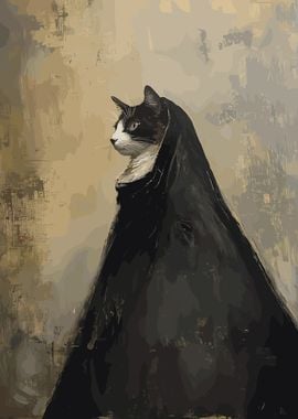 Original Piece of Cat in a Veil