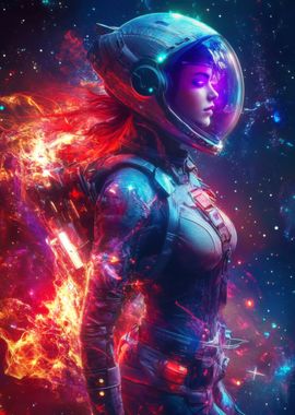 Spacewoman Astronaut in Flames