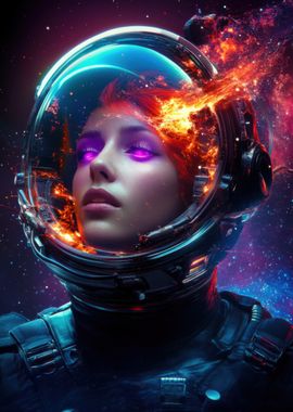 Astronaut Woman in Flames