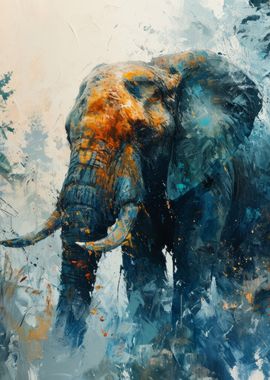 Elephant in Blue Forest